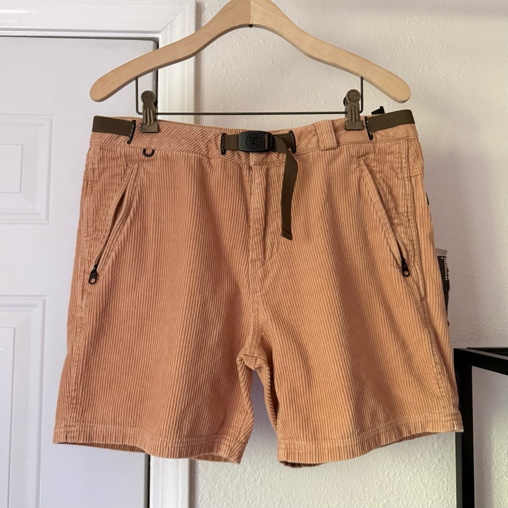 Roark tan peach‎ cotton corduroy belted hiking outdoors athletic shorts